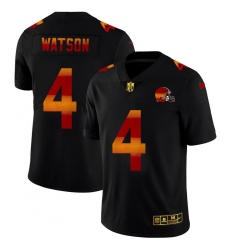 Men's Cleveland Browns #4 Deshaun Watson Black Nike Red Orange Stripe Vapor Limited NFL Jersey