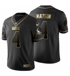 Men's Cleveland Browns #4 Deshaun Watson Nike Black Golden Limited NFL 100 Jersey