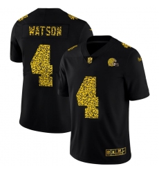 Men's Cleveland Browns #4 Deshaun Watson Nike Leopard Print Fashion Vapor Limited NFL Jersey Black