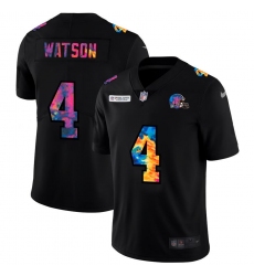 Men's Cleveland Browns #4 Deshaun Watson Nike Multi-Color Black 2020 NFL Crucial Catch Vapor Untouchable Limited Jersey