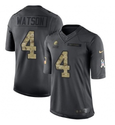 Men's Nike Cleveland Browns #4 Deshaun Watson Black Stitched NFL Limited 2016 Salute To Service Jersey