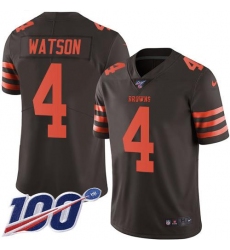 Men's Nike Cleveland Browns #4 Deshaun Watson Brown Stitched NFL Limited Rush 100th Season Jersey