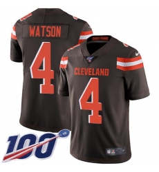 Men's Nike Cleveland Browns #4 Deshaun Watson Brown Team Color Stitched NFL 100th Season Vapor Limited Jersey