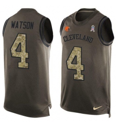 Men's Nike Cleveland Browns #4 Deshaun Watson Green Stitched NFL Limited Salute To Service Tank Top Jersey