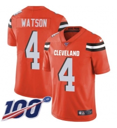 Men's Nike Cleveland Browns #4 Deshaun Watson Orange Alternate Stitched NFL 100th Season Vapor Untouchable Limited Jersey