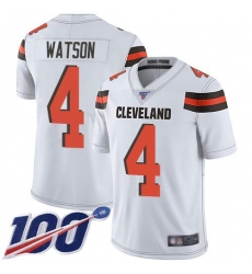 Men's Nike Cleveland Browns #4 Deshaun Watson White Stitched NFL 100th Season Vapor Limited Jersey