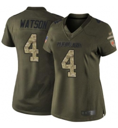 Women's Nike Cleveland Browns #4 Deshaun Watson Green Stitched NFL Limited 2015 Salute To Service Jersey