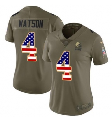 Women's Nike Cleveland Browns #4 Deshaun Watson Olive USA Flag Stitched NFL Limited 2017 Salute To Service Jersey