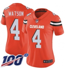 Women's Nike Cleveland Browns #4 Deshaun Watson Orange Alternate Stitched NFL 100th Season Vapor Untouchable Limited Jersey