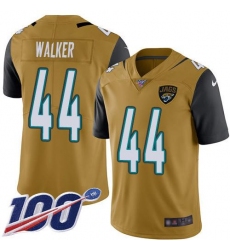 Men's Nike Jacksonville Jaguars #44 Travon Walker Gold Stitched NFL Limited Rush 100th Season Jersey