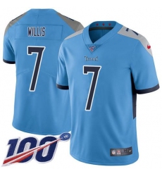 Men's Nike Tennessee Titans #7 Malik Willis Light Blue Alternate Stitched NFL 100th Season Vapor Limited Jersey