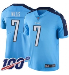 Men's Nike Tennessee Titans #7 Malik Willis Light Blue Stitched NFL Limited Rush 100th Season Jersey