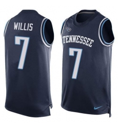 Men's Nike Tennessee Titans #7 Malik Willis Navy Blue Team Color Stitched NFL Limited Tank Top Jersey