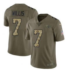 Men's Nike Tennessee Titans #7 Malik Willis Olive Camo Stitched NFL Limited 2017 Salute To Service Jersey