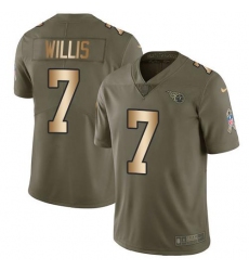 Men's Nike Tennessee Titans #7 Malik Willis Olive Gold Stitched NFL Limited 2017 Salute To Service Jersey