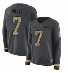 Women's Nike Tennessee Titans #7 Malik Willis Anthracite Salute To Service Stitched NFL Limited Therma Long Sleeve Jersey