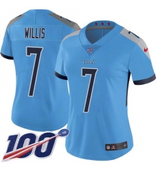 Women's Nike Tennessee Titans #7 Malik Willis Light Blue Alternate Stitched NFL 100th Season Vapor Limited Jersey