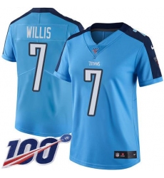 Women's Nike Tennessee Titans #7 Malik Willis Light Blue Stitched NFL Limited Rush 100th Season Jersey