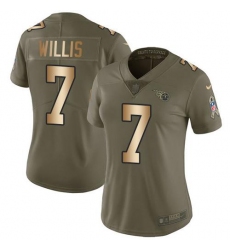 Women's Nike Tennessee Titans #7 Malik Willis Olive Gold Stitched NFL Limited 2017 Salute To Service Jersey