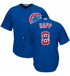 Men's Majestic Chicago Cubs #8 Ian Happ Authentic Royal Blue Team Logo Fashion Cool Base MLB Jersey