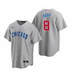 Men's Nike Chicago Cubs #8 Ian Happ Gray Road Stitched Baseball Jersey