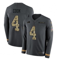 Men's Nike Buffalo Bills #4 James Cook Anthracite Salute To Service Stitched NFL Limited Therma Long Sleeve Jersey