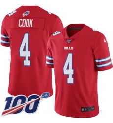 Men's Nike Buffalo Bills #4 James Cook Red Stitched NFL Limited Rush 100th Season Jersey