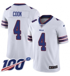 Men's Nike Buffalo Bills #4 James Cook White Stitched NFL 100th Season Vapor Untouchable Limited Jersey