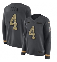 Women's Nike Buffalo Bills #4 James Cook Anthracite Salute To Service Stitched NFL Limited Therma Long Sleeve Jersey