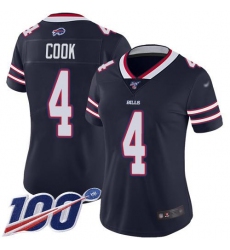 Women's Nike Buffalo Bills #4 James Cook Navy Stitched NFL Limited Inverted Legend 100th Season Jersey