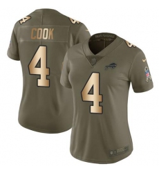 Women's Nike Buffalo Bills #4 James Cook OliveGold Stitched NFL Limited 2017 Salute To Service Jersey