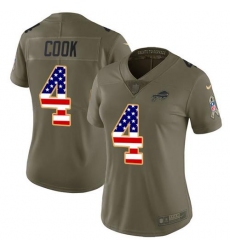 Women's Nike Buffalo Bills #4 James Cook OliveUSA Flag Stitched NFL Limited 2017 Salute To Service Jersey