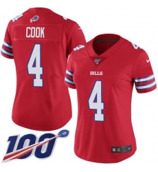 Women's Nike Buffalo Bills #4 James Cook Red Stitched NFL Limited Rush 100th Season Jersey