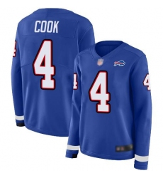 Women's Nike Buffalo Bills #4 James Cook Royal Blue Team Color Stitched NFL Limited Therma Long Sleeve Jersey