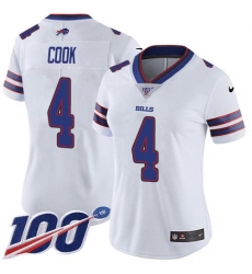 Women's Nike Buffalo Bills #4 James Cook White Stitched NFL 100th Season Vapor Untouchable Limited Jersey