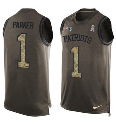 Men's Nike New England Patriots #1 DeVante Parker Green Stitched NFL Limited Salute To Service Tank Top Jersey