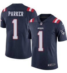 Men's Nike New England Patriots #1 DeVante Parker Navy Blue Stitched NFL Limited Rush Jersey