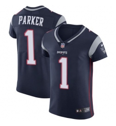 Men's Nike New England Patriots #1 DeVante Parker Navy Blue Team Color Stitched NFL Vapor Untouchable Elite Jersey