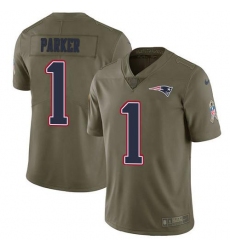 Men's Nike New England Patriots #1 DeVante Parker Olive Stitched NFL Limited 2017 Salute To Service Jersey