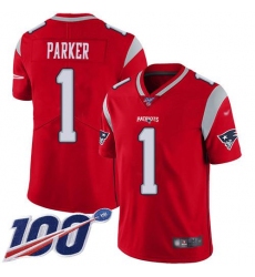 Men's Nike New England Patriots #1 DeVante Parker Red Stitched NFL Limited Inverted Legend 100th Season Jersey