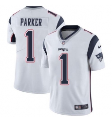 Men's Nike New England Patriots #1 DeVante Parker White Stitched NFL Vapor Untouchable Limited Jersey