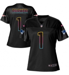 Women's Nike New England Patriots #1 DeVante Parker Black NFL Fashion Game Jersey