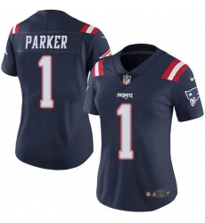 Women's Nike New England Patriots #1 DeVante Parker Navy Blue Stitched NFL Limited Rush Jersey