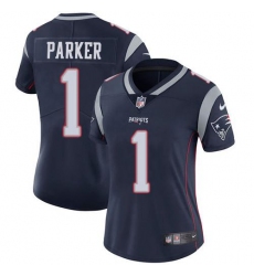 Women's Nike New England Patriots #1 DeVante Parker Navy Blue Team Color Stitched NFL Vapor Untouchable Limited Jersey