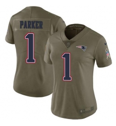 Women's Nike New England Patriots #1 DeVante Parker Olive Stitched NFL Limited 2017 Salute To Service Jersey