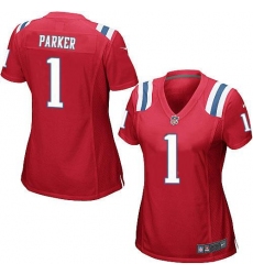 Women's Nike New England Patriots #1 DeVante Parker Red Alternate Stitched NFL Elite Jersey