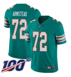 Men's Nike Miami Dolphins #72 Terron Armstead Aqua Green Alternate Stitched NFL 100th Season Vapor Untouchable Limited Jersey