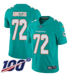 Men's Nike Miami Dolphins #72 Terron Armstead Aqua Green Team Color Stitched NFL 100th Season Vapor Untouchable Limited Jersey