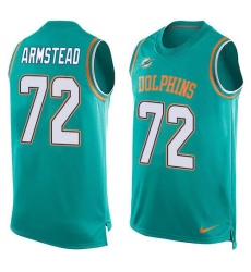 Men's Nike Miami Dolphins #72 Terron Armstead Aqua Green Team Color Stitched NFL Limited Tank Top Jersey