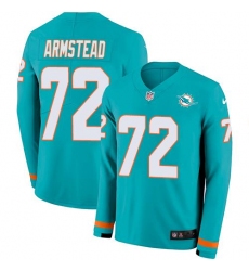 Men's Nike Miami Dolphins #72 Terron Armstead Aqua Green Team Color Stitched NFL Limited Therma Long Sleeve Jersey